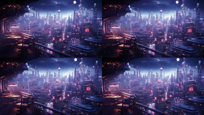 元宇宙科幻未来都市赛博场景舞台背景2