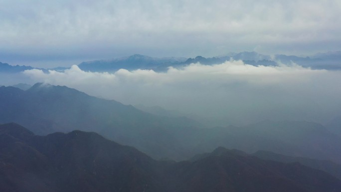 航拍云海秦岭云海秋季风景