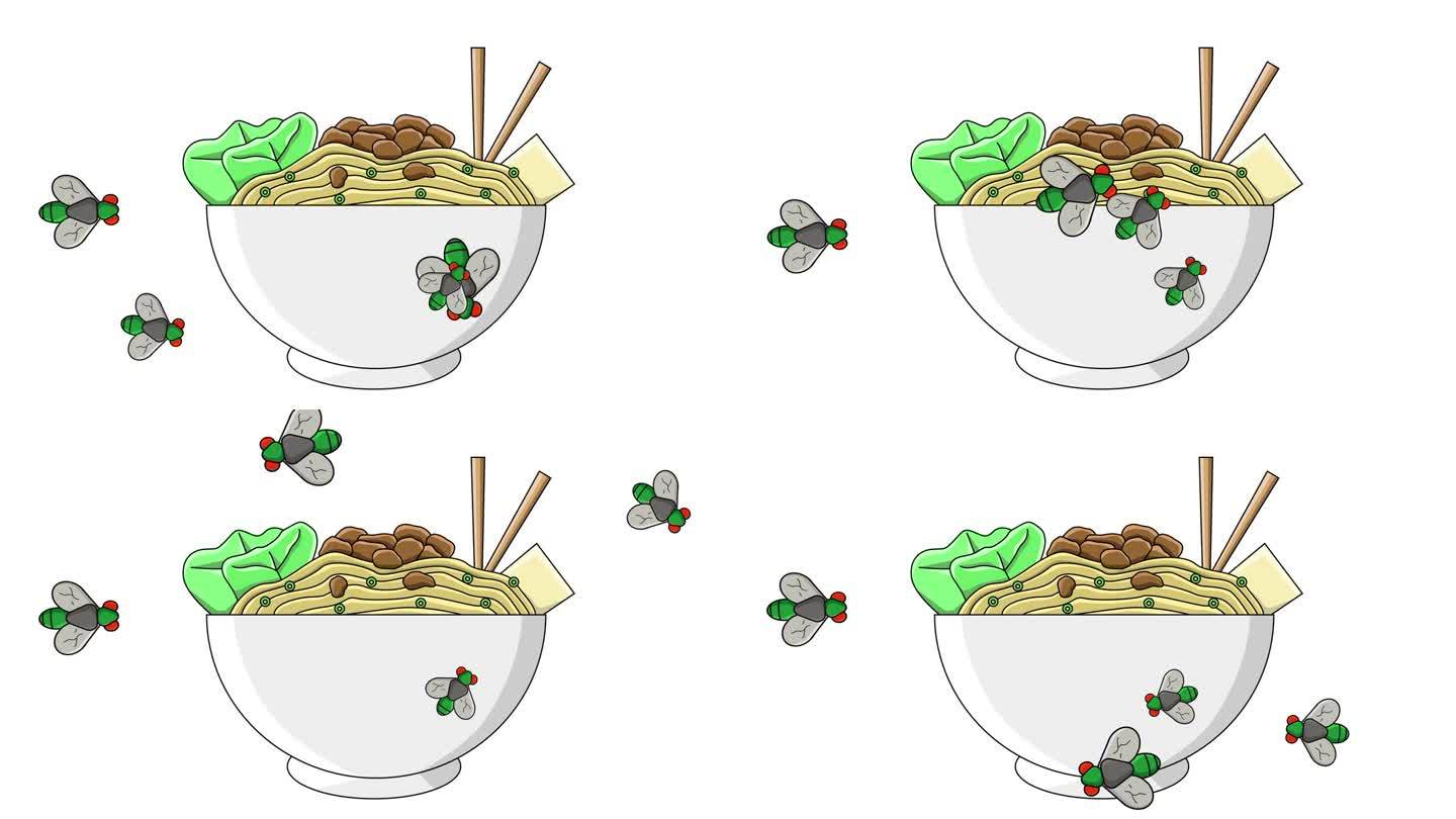 鸡面被苍蝇攻击的动画