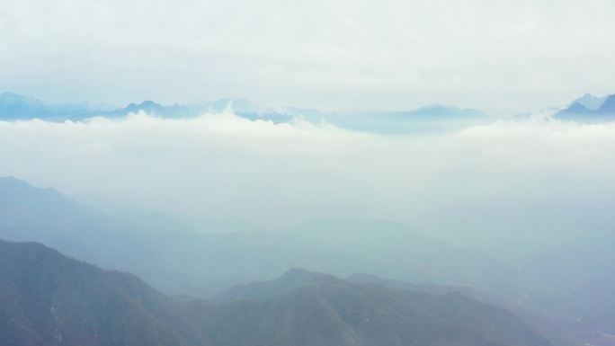 航拍云海秦岭云海秋季风景