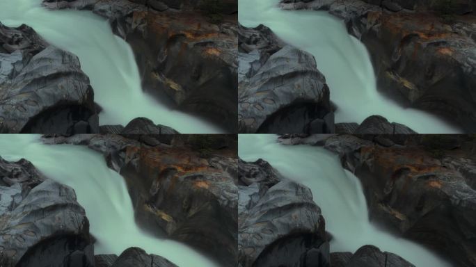 加拿大库特尼国家公园内努玛瀑布的绿松石水