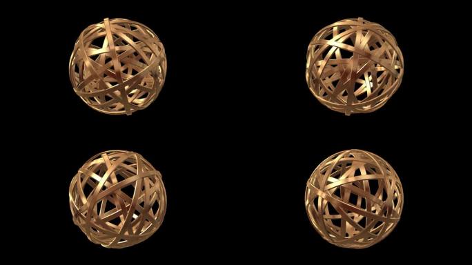 抽象金色球体与阿尔法通道