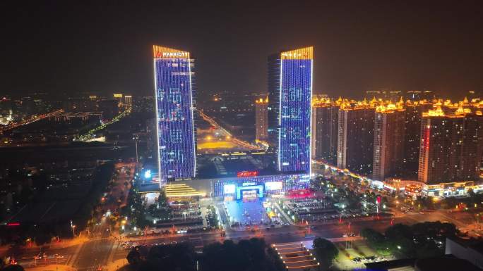 张家港市万达广场金港汇金中心双子大厦夜景