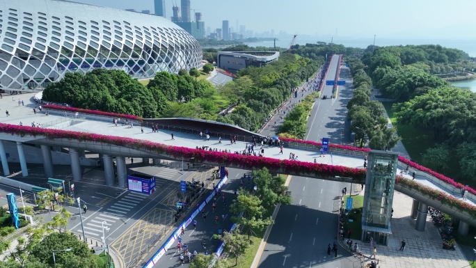 2023深圳南山半马航拍4k