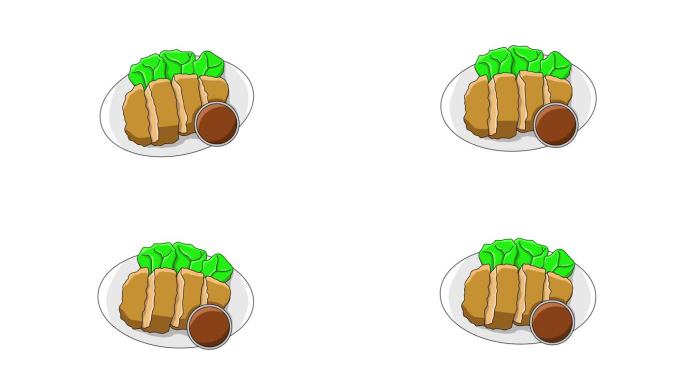 一段动画视频展示了典型的日本食物——鸡肉