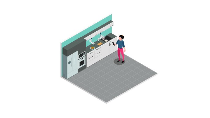 家用机器人在厨房帮忙做饭