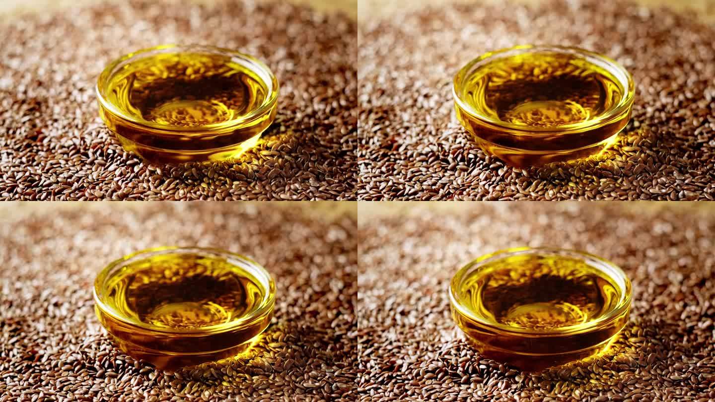 亚麻籽油，亚麻籽油。4k视频片段
