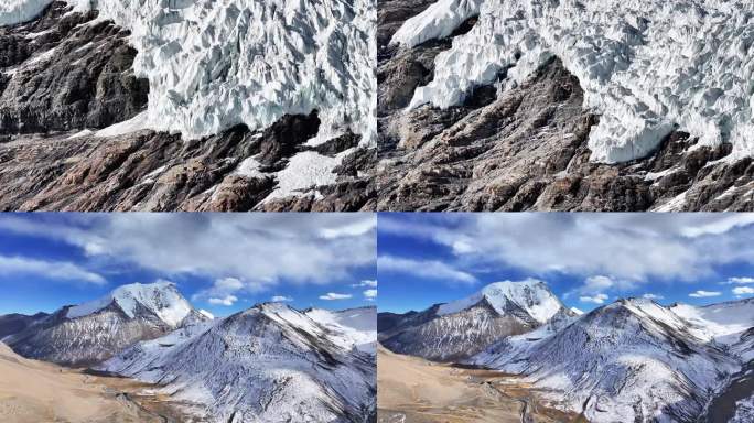 西藏冰川卡若拉冰川航拍冰川风景西藏风光