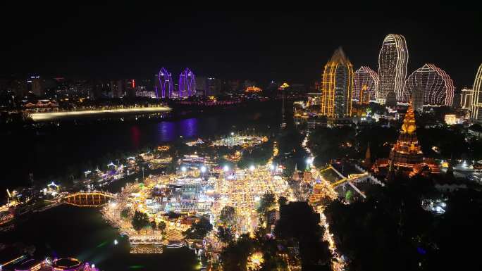 云南西双版纳告庄星光夜市夜景