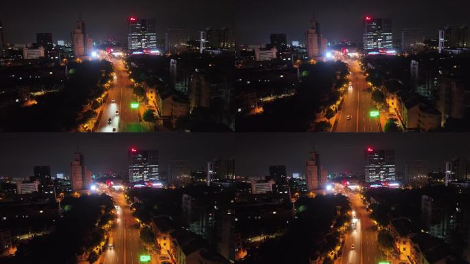 江苏省张家港市人民路长河中路夜景航拍