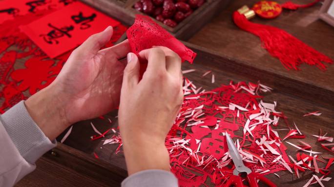 传统节日 春节 除夕 手工剪纸