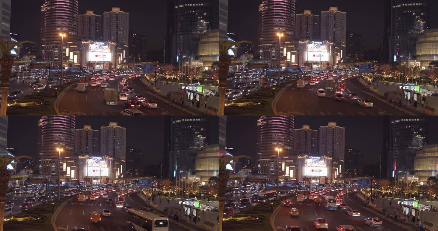 上海徐家汇夜景车流8K视频