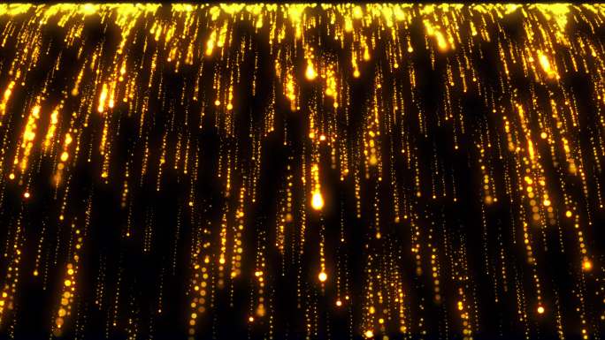 金色粒子瀑布闪烁星幕背景