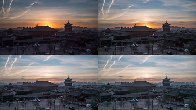 大同市平城区华严寺日出延时