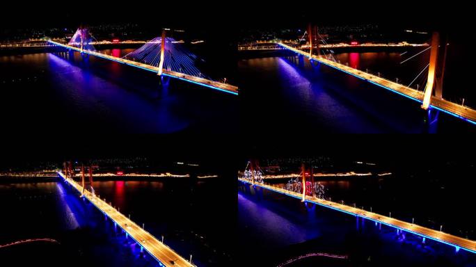 4K重庆云阳长江大桥夜景航拍视频