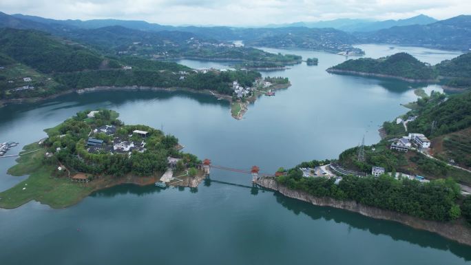 4K陕西安康瀛湖4A景区自然风光航拍视频