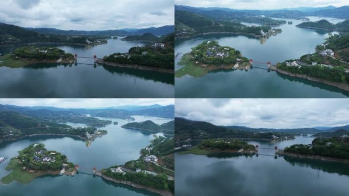 4K陕西安康瀛湖4A景区自然风光航拍视频