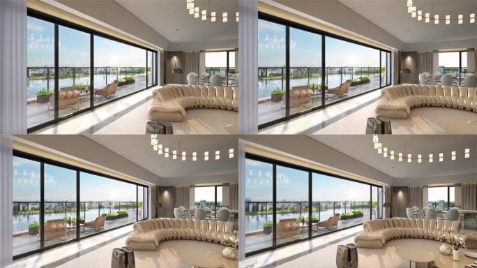 第四代住宅超大客厅阳台动画素材