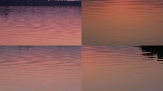 日落江面水面湖面 夕阳水面波浪波光光斑