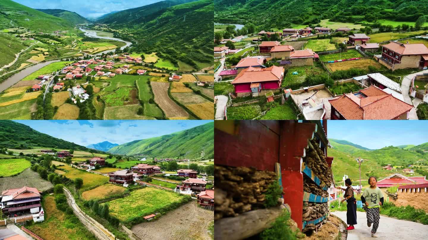 川西高原藏族村落炉霍县燃柳村航拍视频素材