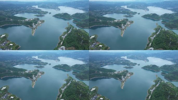 4K陕西瀛湖风景区全景风光航拍视频