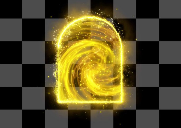 金色拱形粒子传送门通道循环