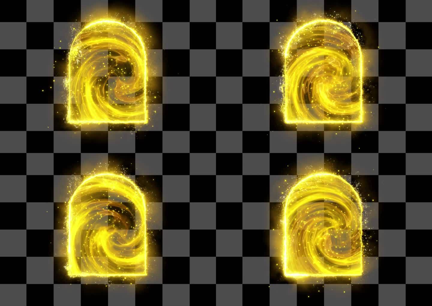 金色拱形粒子传送门通道循环