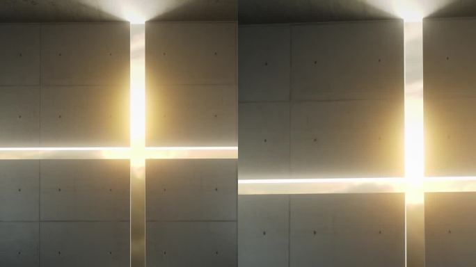 阳光透过墙上一个十字形的洞照进来。