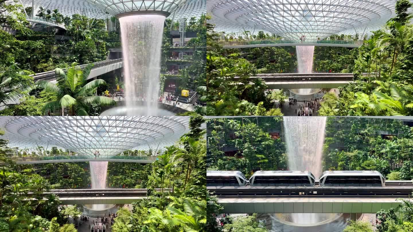 新加坡樟宜国际机场商场室内瀑布