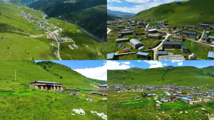 川西高原藏族村落理塘县加细村航拍视频素材