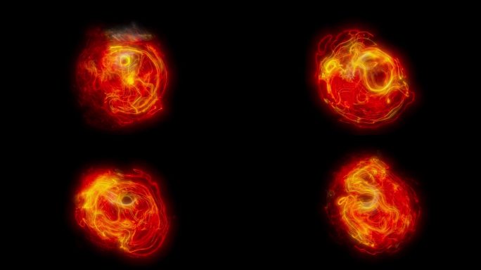 灼热的能量线，原子相互作用的抽象可视化