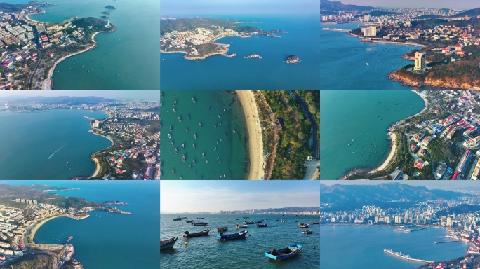 4K威海超长海岸线航拍城市海湾风光宣传片