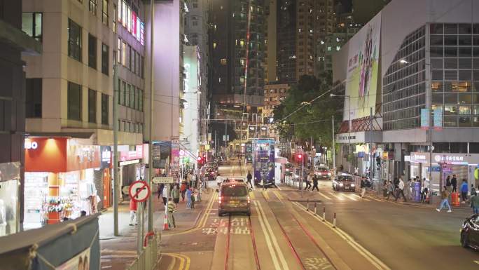 香港街区行人巴士街道