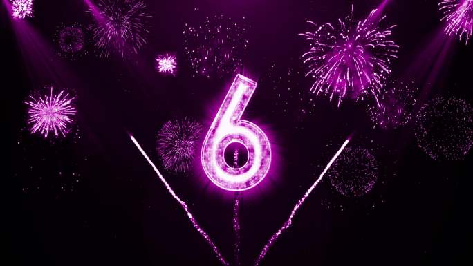 4K粉紫色烟花跨年水晶倒数10秒