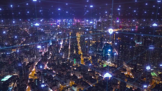 空中超缩智慧城市连接网络大数据、物联网、未来城市