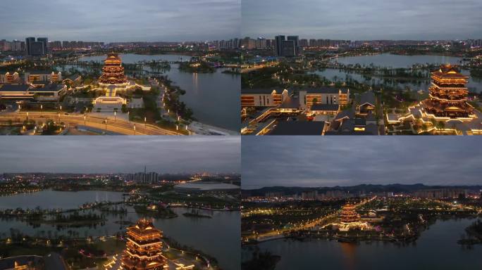 成都东安湖夜景4K航拍