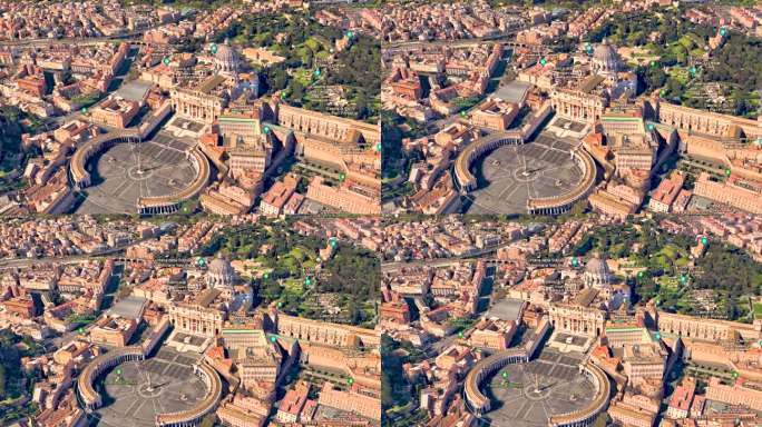 圣彼得瓦西里卡在梵蒂冈罗马意大利，地球应用程序鸟瞰图，图形动画媒体