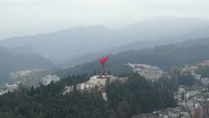 江西吉安井冈山南山火炬广场航拍