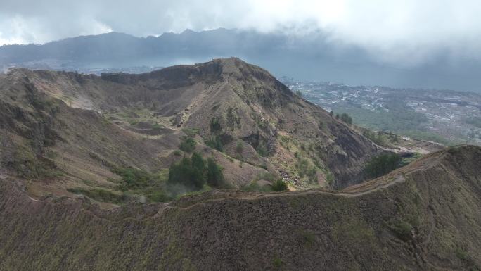 HDR印尼巴厘岛巴图尔火山航拍自然风光