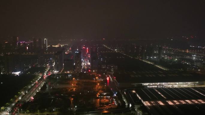航拍江西南昌城市夜景
