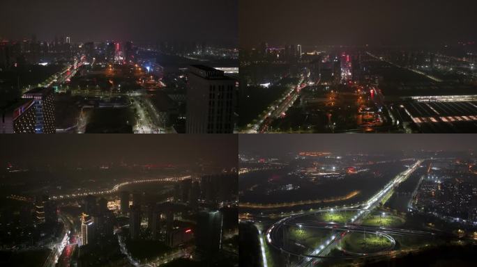 航拍江西南昌城市夜景