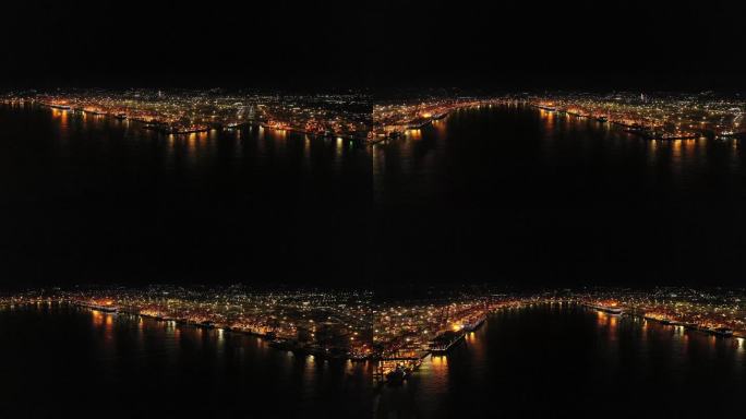 港口夜景航拍 海港夜晚 前湾港夜景