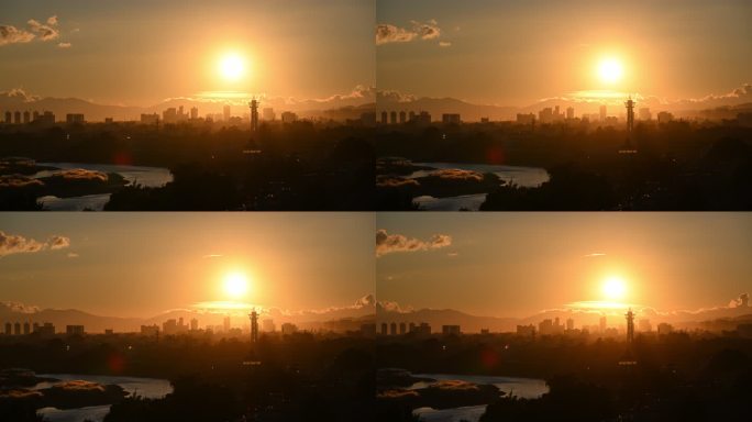 瑞丽市夕阳延时风景