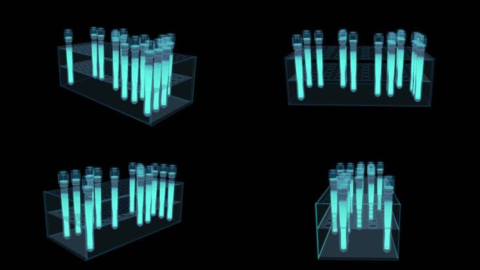 试管实验室器材 试验仪器科幻透明网格线框