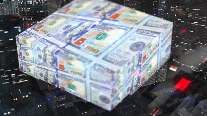 美元纸币内立方体背景