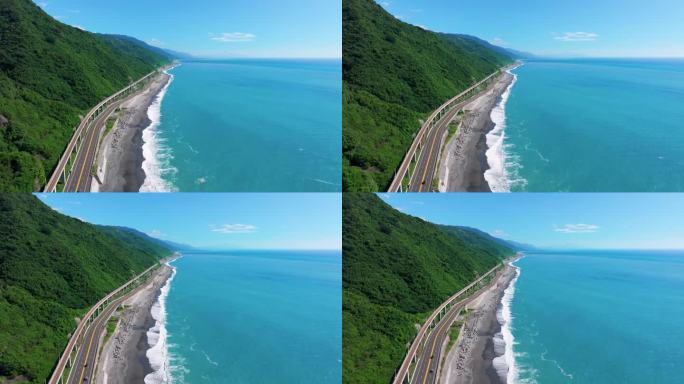 台湾台东海岸线公路鸟瞰图。