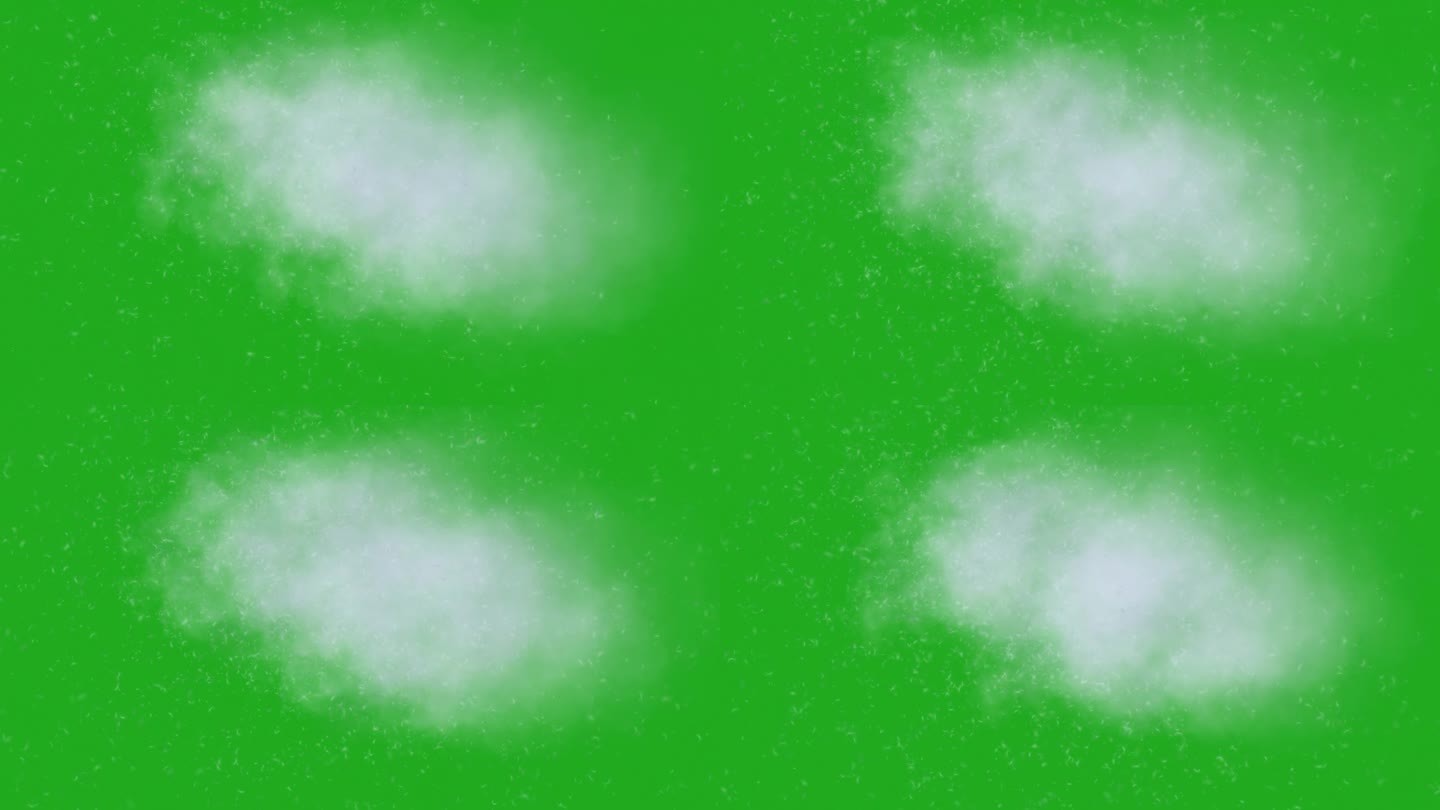 白色烟雾和粉尘颗粒绿色屏幕动态图形