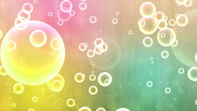 抽象彩色气球球体球动画视频，4K分辨率，动画气球随机移动，多色闪亮的圆圈，运动图形背景，泡泡魔法。