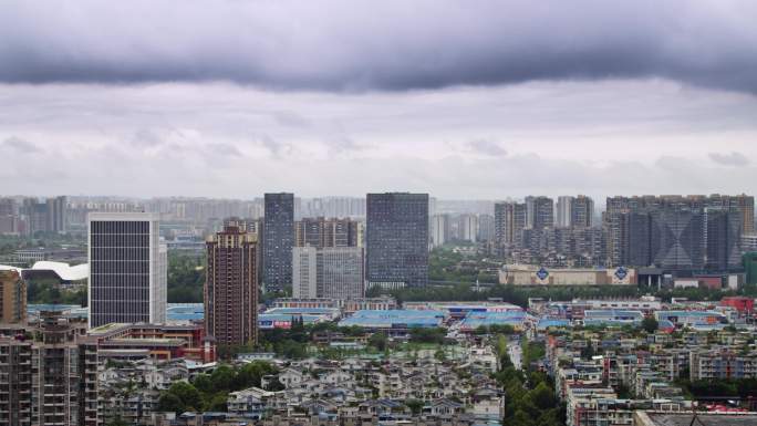 雨后成都延时成都阴天城市建筑