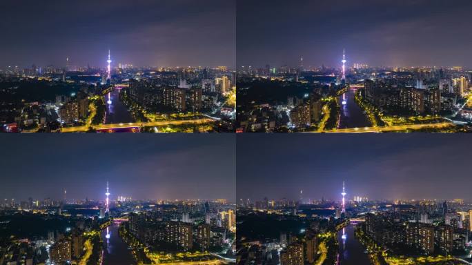 南京鼓楼区广播电视塔夜景延时